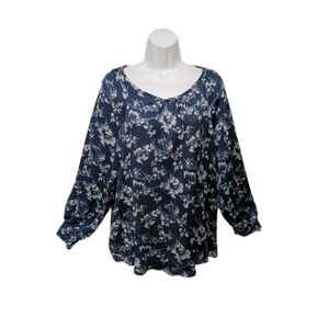 NWT Ophelia Roe Long Sleeve Blouse Top 1X Chiffon Office Mature #30